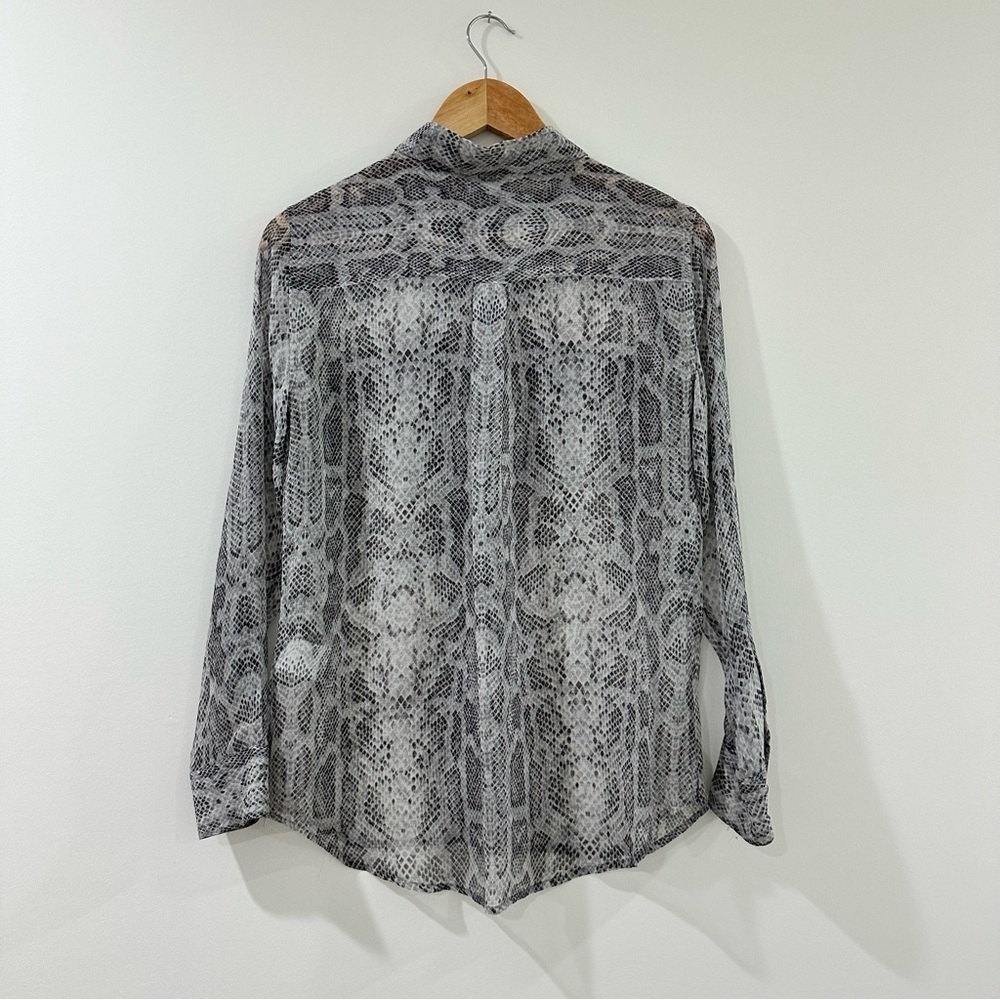 Equipment Sheer Snake Print Collared Button Down … - image 3